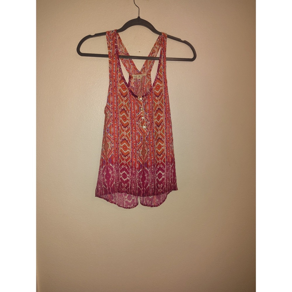 Pink Rose Womens Geometric Tribal Racerback Tank Top Orange Pink Large